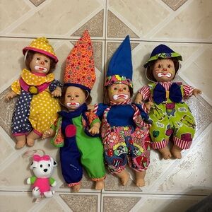 Colorful Clown Vintage Doll Set